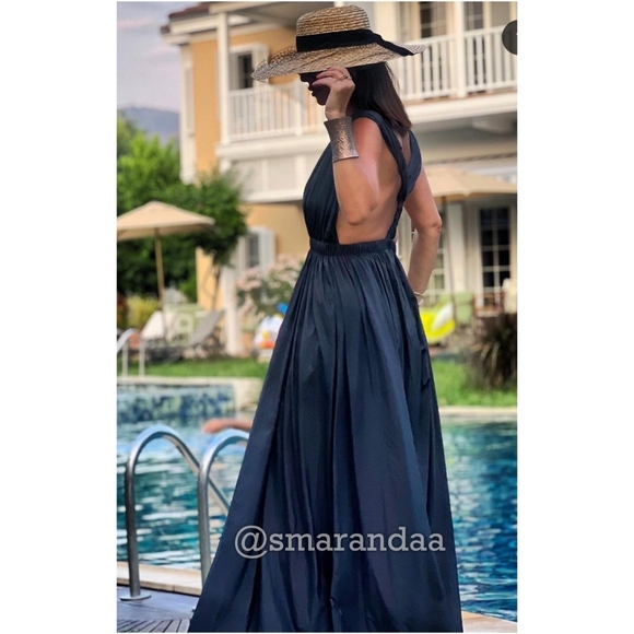 Zara Long Nylon Dress Black - Picture 3 of 9